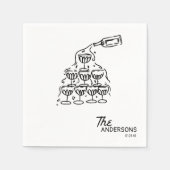 Hand getrokken champagne toren gevestigde bruiloft servet (Voorkant)