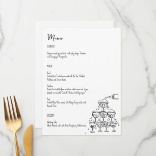 Hand getrokken champagne toren Menu kaart