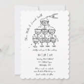 Hand-getrokken champagnetoren redden de datum brui kaart (Voorkant)