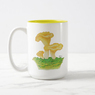 Hand getrokken Chanterelle Mushroom Tweekleurige Koffiemok