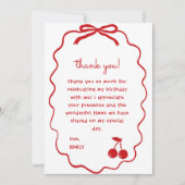 Hand getrokken Cherry op Top Whimsical Cherry Bedankkaart (Voorkant)