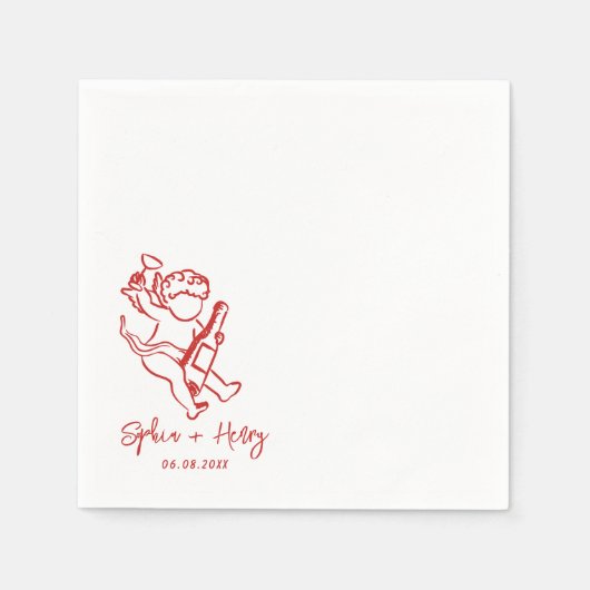 Hand getrokken Cherub Cupid Icon Wedding Servet (Voorkant)