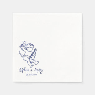Hand getrokken Cherub Cupid Icon Wedding Servet