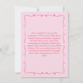 Hand getrokken chique roze & rode foto 2024 Afstud Aankondiging (Achterkant)