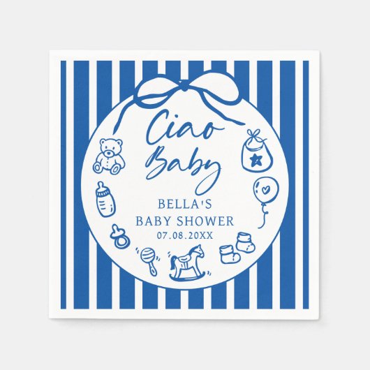 Hand getrokken Ciao Baby Italiaans Baby shower ser Servet (Voorkant)