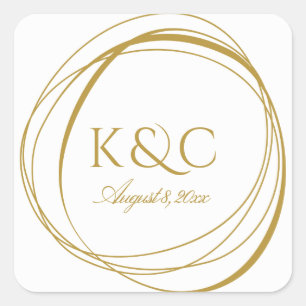 Hand getrokken cirkels bruiloft label   Goud