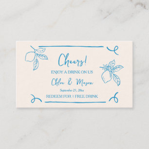 Hand getrokken citroen bruiloft Drink ticket