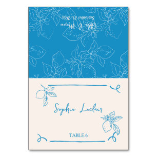 Hand getrokken citroen bruiloft gast plaats kaart