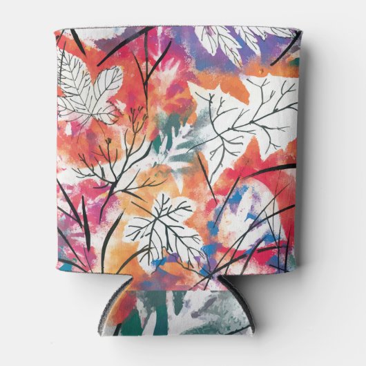 Hand getrokken citroenen, blauw blad patroon. blikjeskoeler (Voorkant)