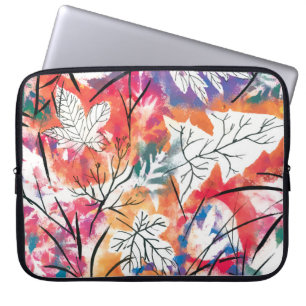 Hand getrokken citroenen, blauw blad patroon. laptop sleeve