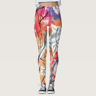 Hand getrokken citroenen, blauw blad patroon. leggings