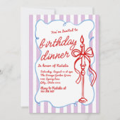 Hand getrokken Coquette Bow Candle Fun Verjaardag Kaart (Voorkant)