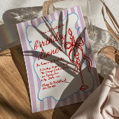 Hand getrokken Coquette Bow Candle Fun Verjaardag Kaart