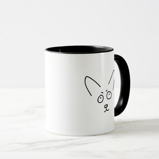 Hand getrokken corgi expressies mok (Voorkant rechts)