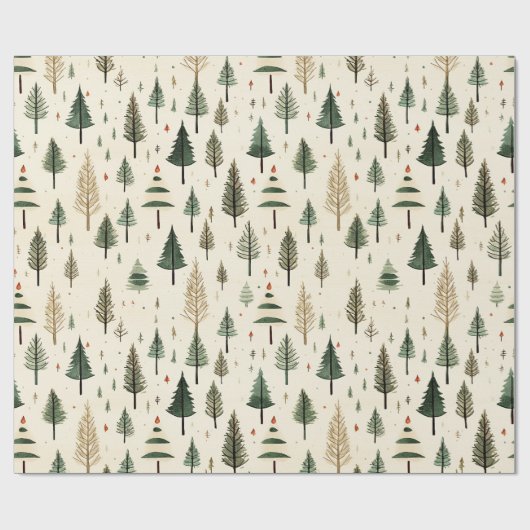 Hand getrokken crème dennenboom cadeaupapier (Vlak)