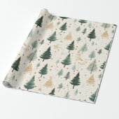 Hand getrokken crème dennenboom cadeaupapier (Uitgerold)