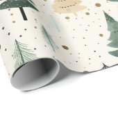 Hand getrokken crème dennenboom cadeaupapier (Rol Hoek)