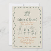 Hand getrokken crème en groene kronkelende lijnen  kaart (Voorkant)