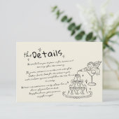 Hand getrokken Cupido bruiloft details behuizing k RSVP Kaartje (Staand voorkant)