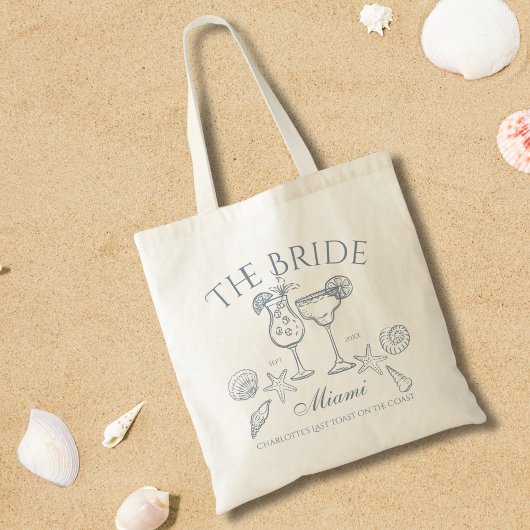 Hand getrokken de bruid kustbachelorette tote bag