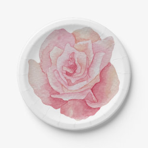 Hand getrokken delicate roze roosprint papieren bordje
