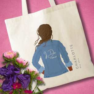 Hand getrokken Denim Jacket Donker Haar & Huid Ik Tote Bag