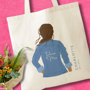 Hand getrokken denim jas bruin haar Future Mrs. Tote Bag