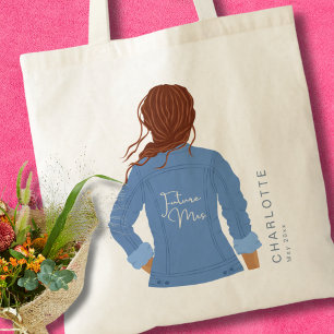Hand getrokken denim jas rood haar toekomst Mrs. Tote Bag