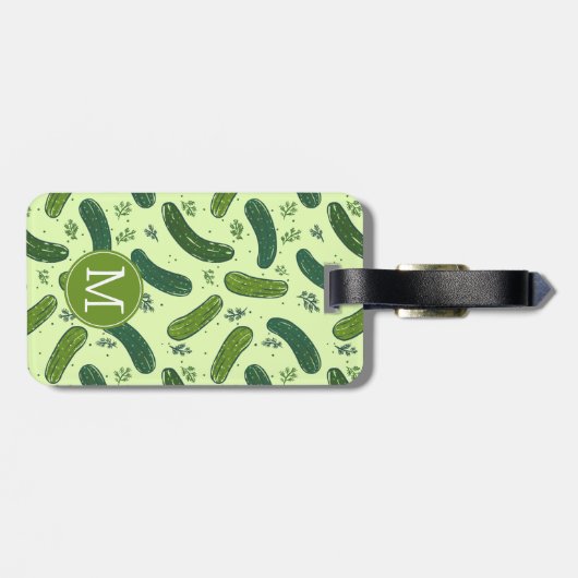 Hand getrokken dille augurk patroon bagagelabel (Achterkant horizontaal)