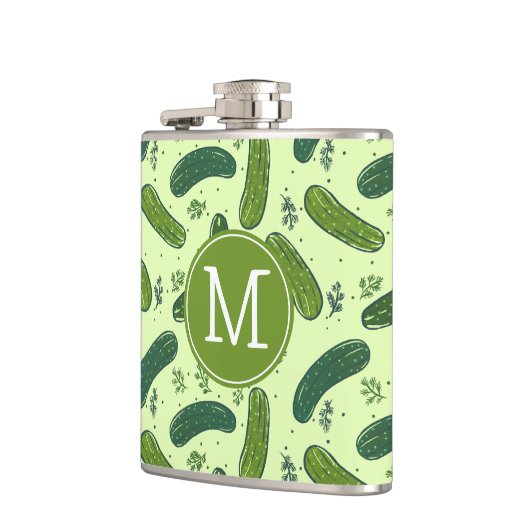 Hand getrokken dille augurk patroon heupfles (Links)