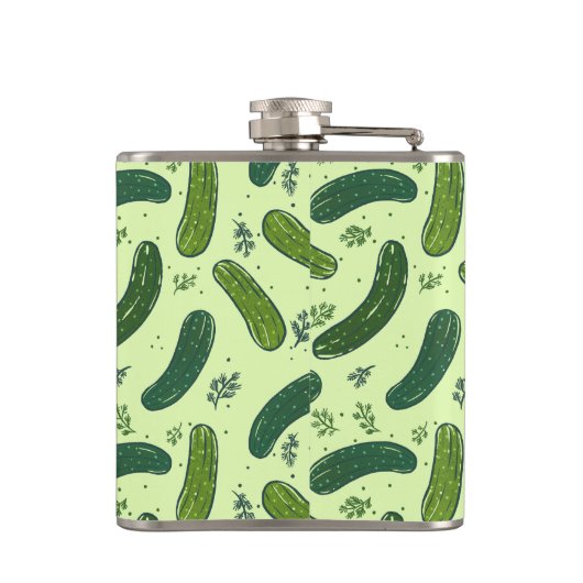 Hand getrokken dille augurk patroon heupfles (Achterkant)