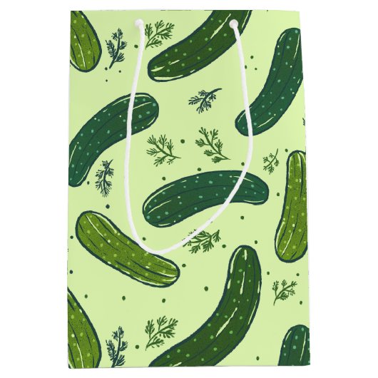 Hand getrokken dille augurk patroon medium cadeauzakje (Voorkant)