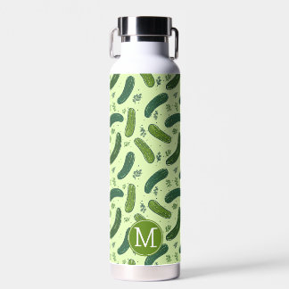 Hand getrokken dille augurk patroon & monogram waterfles