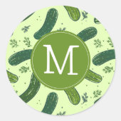 Hand getrokken dille augurk patroon ronde sticker (Voorkant)