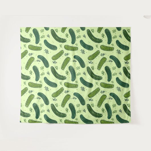 Hand getrokken dille augurk patroon wandkleed (Voorkant (horizontaal))