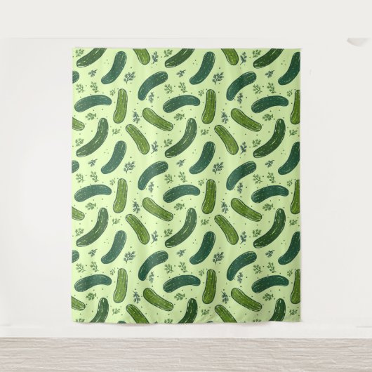 Hand getrokken dille augurk patroon wandkleed (Voorkant)