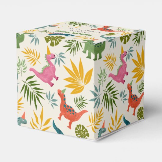 Hand getrokken dinosaurus kleurrijke wilde verjaar bedankdoosjes (Achterkant)