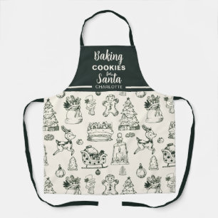 Hand getrokken Doodle Baking Cookies voor de Kerst Schort