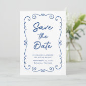 Hand getrokken Doodle Border Bruiloft Save the Dat Kaart (Staand voorkant)