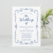 Hand getrokken Doodle Border QR Code Bruiloft Kaart (Staand voorkant)