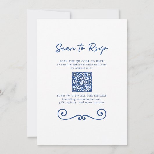 Hand getrokken Doodle Border QR Code Bruiloft Kaart (Achterkant)