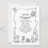 Hand getrokken Doodle Funky Whimsical Engagement P Kaart (Voorkant)