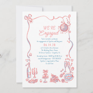 Hand getrokken Doodle Funky Whimsical Engagement P Kaart