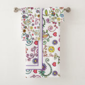 Hand getrokken Doodle Kleurrijk Bloemen naadloos p Bad Handdoek (Insitu)