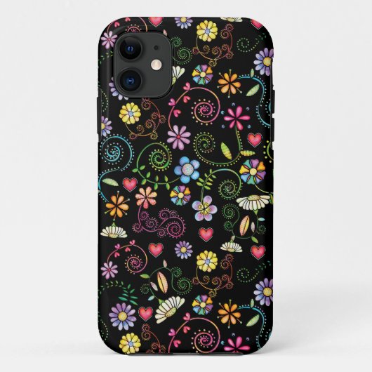 Hand getrokken Doodle Kleurrijk Bloemen naadloos p Case-Mate iPhone Case (Achterkant)
