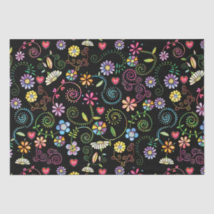 Hand getrokken Doodle Kleurrijk Bloemen naadloos p Tissuepapier