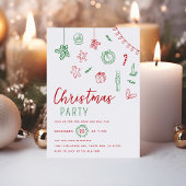 Hand getrokken Doodle rood en groen kerstfeest Kaart