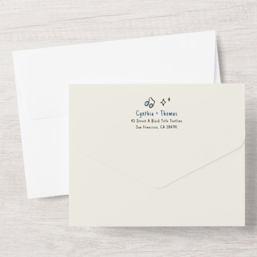 Hand getrokken Doodles Funky eigenzinnige moderne  All In One Uitnodiging (Achterkant)