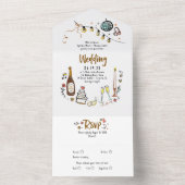Hand getrokken Doodles Funky eigenzinnige moderne  All In One Uitnodiging (Binnen)