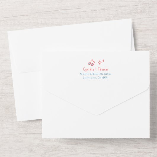 Hand getrokken Doodles Funky eigenzinnige moderne  All In One Uitnodiging (Achterkant)